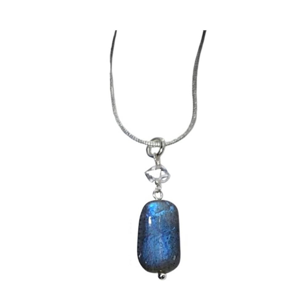 Hand Made Labradorite Diamond Charm Necklace - Picture 5 of 6